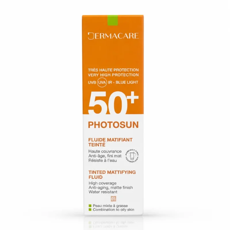 DERMACARE PHOTOSUN FLUIDE MATIFIANT TEINTE 01 SPF 50+ PEAU GRASSE 50ML-6192432500587