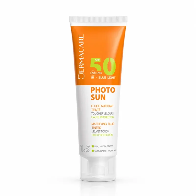DERMACARE PHOTOSUN FLUIDE TEINTE 1.5 PEAU GRASSE 50ML SPF50+-6192432501461