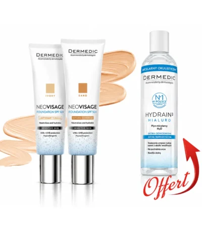 DERMEDIC Neo Visage Fond de Teint SPF 50+ 30ML avec Eau Micellaire 200ml OFFERT