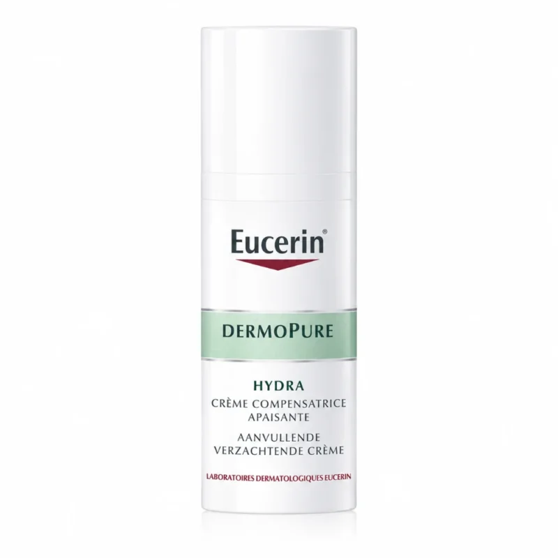 Eucerin DermoPure Hydra hydrate, apaise et répare les peaux sèches fragilisées par les traitements. Sur LifePara Tunisie