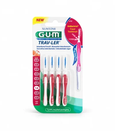 GUM Brossettes Traveler fine cylindrique 1.4 bte de 4 (1612)