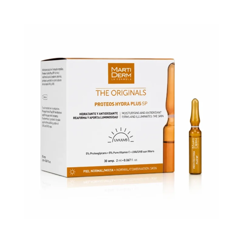 MartiDerm Proteos Hydra Plus SP hydrate, illumine et raffermit la peau avec protéoglycanes, vitamine C et filtres UVA/UVB. Sur LifePara
