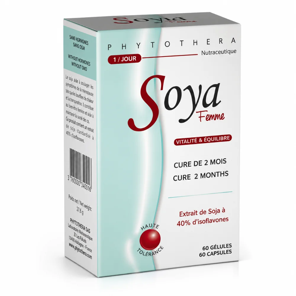 PHYTOTHERA SOYA FEMME, 60 gélules PHYTOTHERA SOYA FEMME, 60 gélules