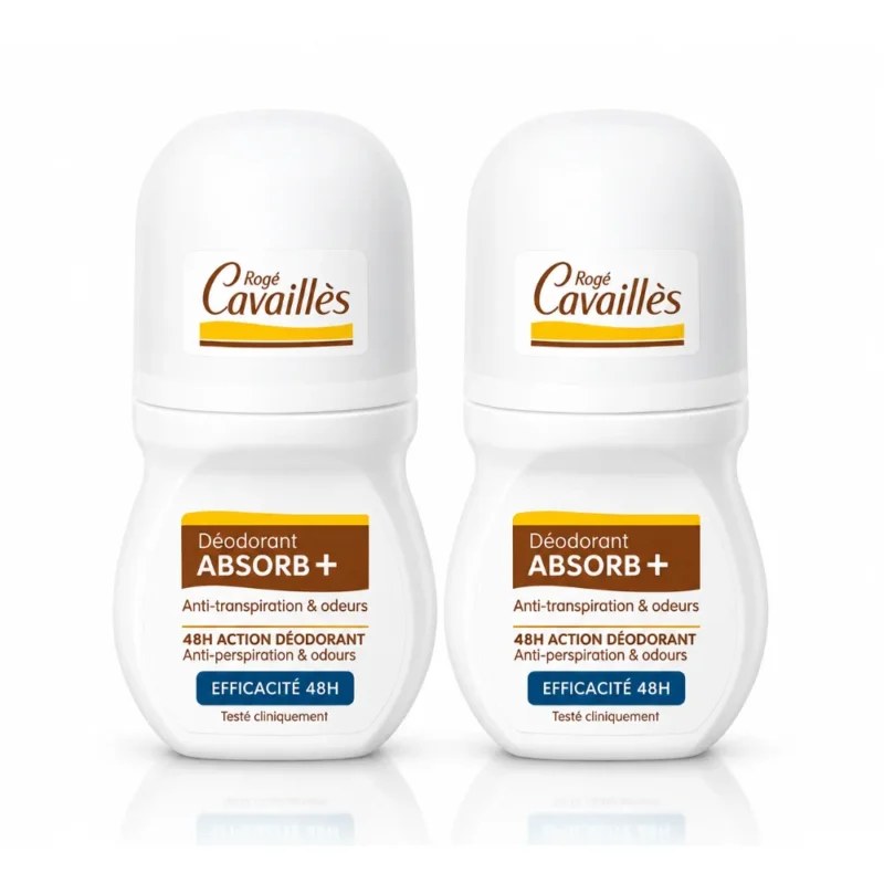 ROGE CAVAILLES DUO Déo Absorb+ 48h Roll-on X2, 50ml