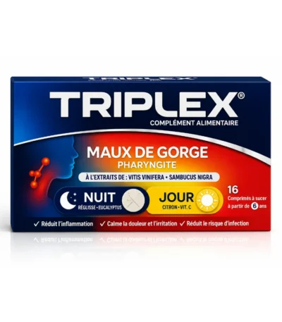 TRIPLEX JOUR NUIT MAUX DE GORGE 16comprimés