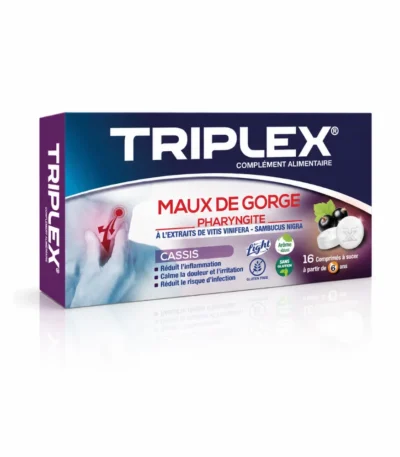 TRIPLEX MAUX DE GORGE CASSIS 16 COMPRIMES