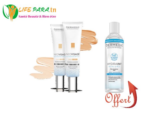 DERMEDIC Neo Visage Fond de Teint SPF 50+ 30ML avec Eau Micellaire 200ml OFFERT