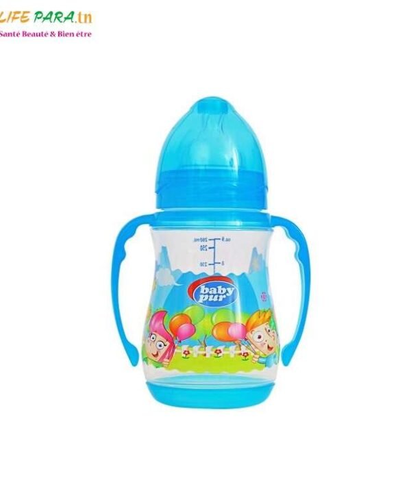 BIBERON PASTEL AVEC DOUBLE ANSE BABY PUR