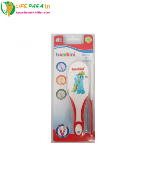 BAMBINI BROSSE ET PEIGNE ROUGE ET BLANC