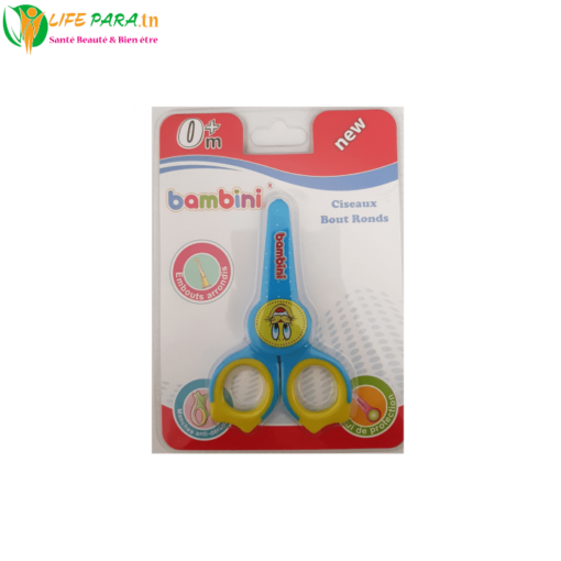 BAMBINI CISEAUX POUR BÉBÉ EMBOUTS ARRONDIS AVEC ETUI DE PROTECTION 0+ BLEU