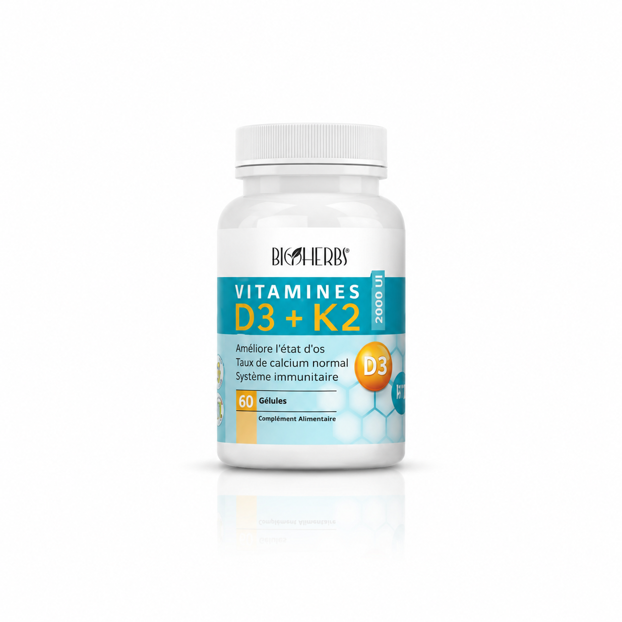 Bioherbs Vitamine D3+K2 60 gélules Bioherbs Vitamine D3+K2 60 gélules