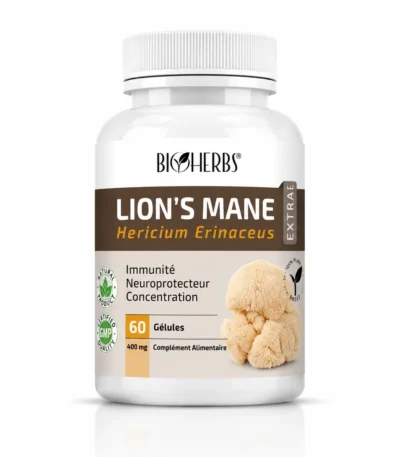 bioherbs Lion’s mane (Hericium erinaceus) فطر عرف الأسد B/60 GELULES