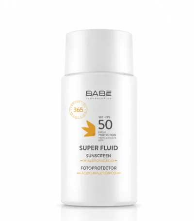 BABE FACIAL SUNSCREEN SUPER FLUIDE À L’ACIDE HYALURONIQUE SPF 50 + 50 ML