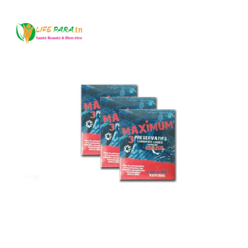 Maximum -3 préservatifs lubrifiés lissés FRAISE