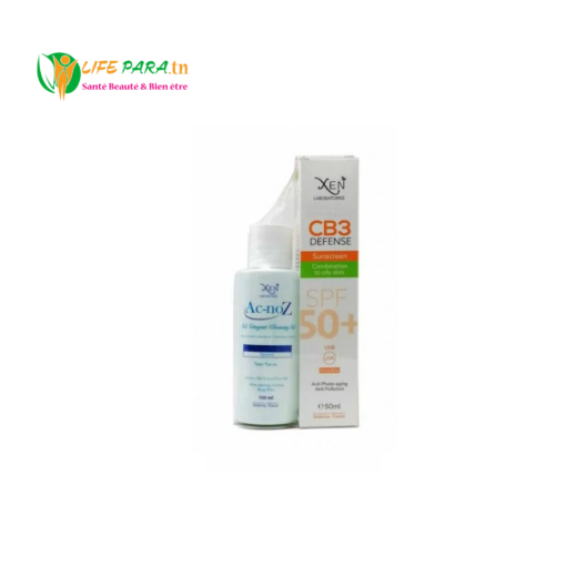 XEN CB3 DEFENCE ECRAN SOLAIRE PMG 50ml + 100 ML ACNOZ GEL NETTOYANT OFFERT
