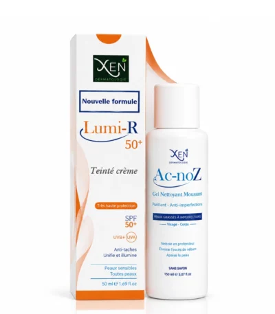 XEN Lumi-R 50+ écran teinté, 50g + 100 ML ACNOZ GEL NETTOYANT OFFERT
