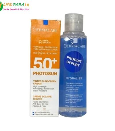 DERMACARE PHOTOSUN DUO Ecran spf 50+ au choix + eau micellaire 170 ml offerte