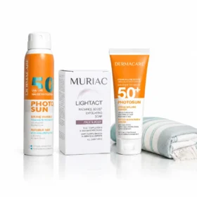 DERMACARE PACK SOLAIRE Brume solaire +Photosun écran au choix +Muriac lighact savon + fouta offerte