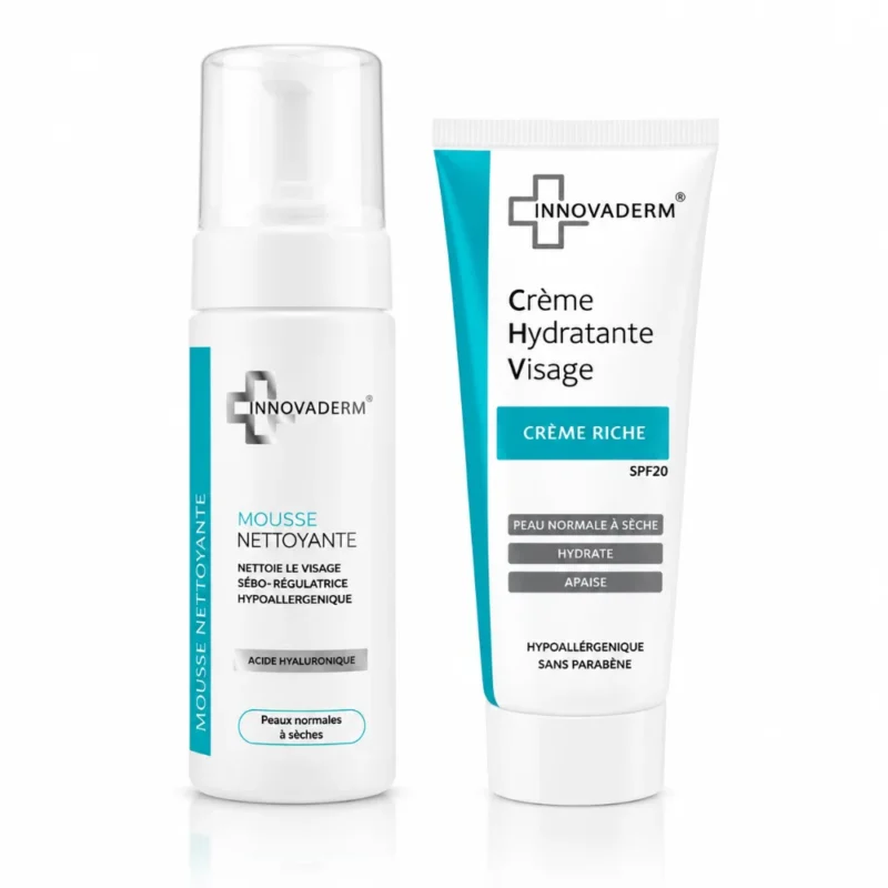 INNOVADERM CREME RICHE HYDRATANTE SPF20 + MOUSSE NETTOYANT 150 ML