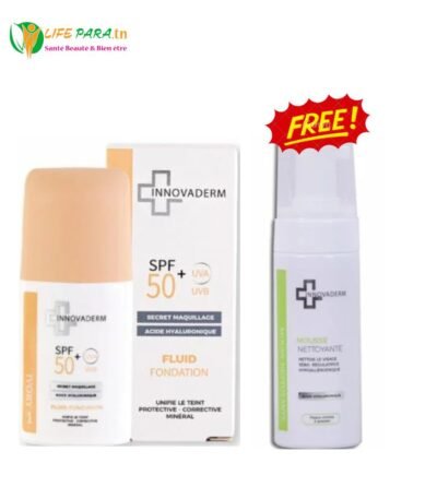 PACK INNOVADERM écran fond de teint solaire spf 50+ 30 ml teinté 01 & mousse nettoyante 150 ml offerte