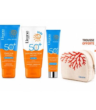 LIRENE PACK SOLAIRE FAMILIAL : SUN PROTECTION EMULSION 175 ML + SUN PROTECTION LOTION KIDS/ENF 150ML + ECRAN INVISIBLE 40 ML + TROUSSE OFFERTE