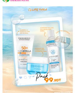 Pack Dermedic Ecran Sunberella SPF50+Eau Micellaire+Gel Creme Hydrain +Foutta offert