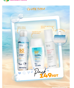 Pack Sensilis Water Feluid SPF50+Body Spray SPF50+Mousse Nettoyant+Sac offert