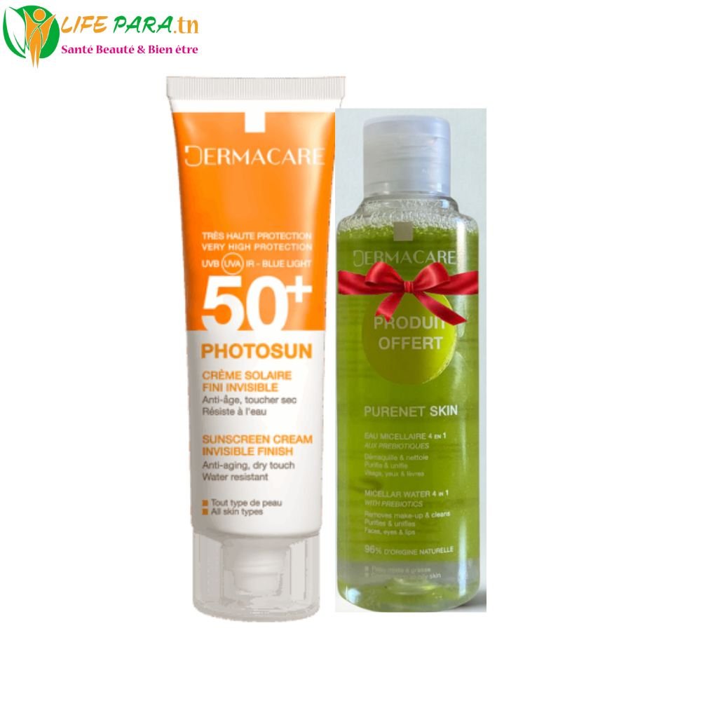 DERMACARE PHOTOSUN DUO Ecran spf 50+ au choix + Purenet Skin eau micellaire 170 ml offerte
