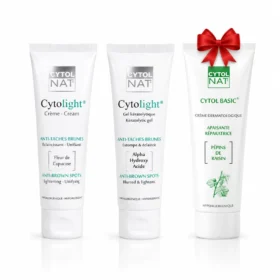 CYTOLNAT CYTLOIGHT PACK: CYTOLIGHT crème antitaches & CYTOLIGHT gel kératolytique & CYTOLBASIC crème réparatrice 50 ml gratuite
