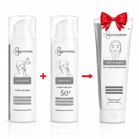 INNOVADERM Pack Antitaches STOP PIGMENT crème de nuit & STOP PIGMENT crème de jour spf 50+ & STOP PIGMENT gel nettoyant éclaircissant 150 ml offert