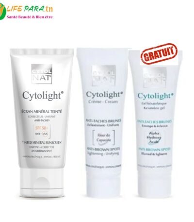 PACK CYTOLIGHT antitaches CYTOLIGHT écran minéral teinté + CYTOLIGHT crème éclaircissante + CYTOLIGHT gel kératolytique gratuit