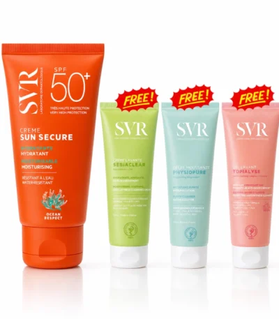SVR SUN SECURE crème solaire spf 50+ & SVR gel nettoyant 55 ml (au choix)offert