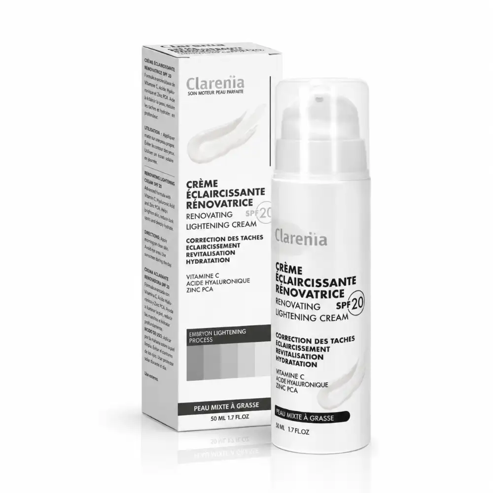 Clarenia Crème Éclaircissante Rénovatrice SPF20 Peau Mixte à Grasse 50 ml Clarenia Crème Éclaircissante Rénovatrice SPF20 Peau Mixte à Grasse 50 ml