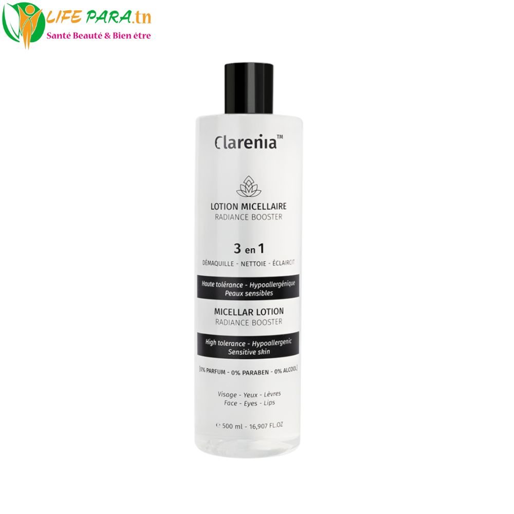 Clarenia Eau Micellaire Radiance Booster 3-en-1 – 500 ml