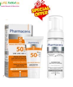Pack Pharmaceris Pharmaceris S Crème Haute Protection Solaire SPF50+ (50 ml) & Pharmaceris W Mousse Nettoyante Éclaircissante (150 ml)
