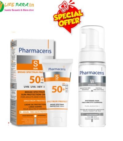 Pack Pharmaceris Pharmaceris S Crème Haute Protection Solaire SPF50+ (50 ml) & Pharmaceris W Mousse Nettoyante Éclaircissante (150 ml)