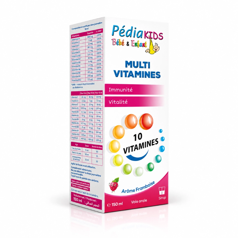 Pédiakids Multi Vitamines Framboise 150 ml Pédiakids Multi Vitamines Framboise 150 ml