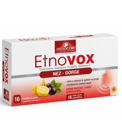 ETNOSANTÉ ETNOVOX Maux de Nez & Gorge – Miel Cassis 16 Comprimés-6192422001100