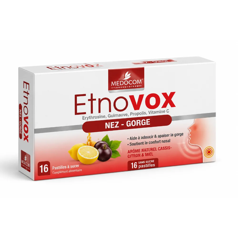 ETNOSANTÉ ETNOVOX Maux de Nez & Gorge – Miel Cassis 16 Comprimés ETNOSANTÉ ETNOVOX Maux de Nez & Gorge – Miel Cassis 16 Comprimés-6192422001100