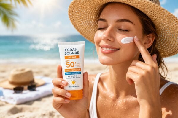 Écran solaire SPF 50 pour protéger le visage