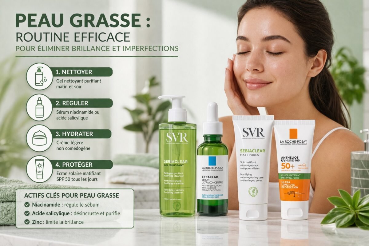 routine peau grasse soins visage anti brillance et imperfections