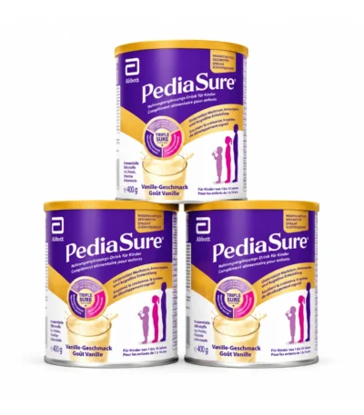 Pack PediaSure Vanille 3x400g pour enfants de 1 à 10 ans, à intégrer dans une alimentation équilibrée.