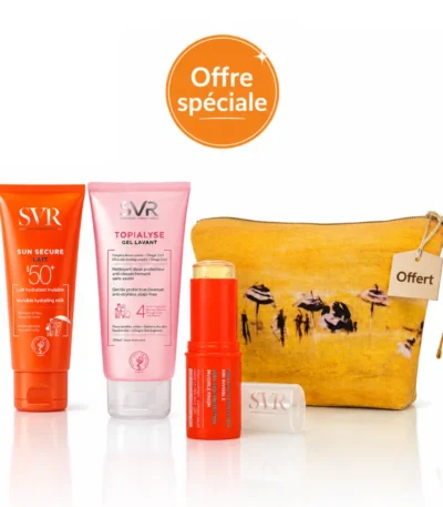 Pack SVR Sun Secure SPF50+ + Topialyse Gel Lavant + Trousse Plage Offerte Lifepara Tunisie