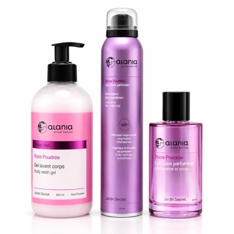 1 PACK ALANIA Deo Parfume Rose Boisee 200ML + PARFUN 100ML + GEL LAVANT 200