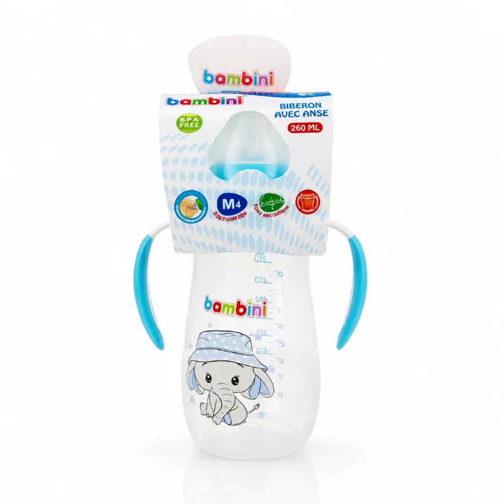 BAMBINI Biberon Large avec Anses 260ml 902 BAMBINI Biberon Large avec Anses 260ml 902-8859258609020