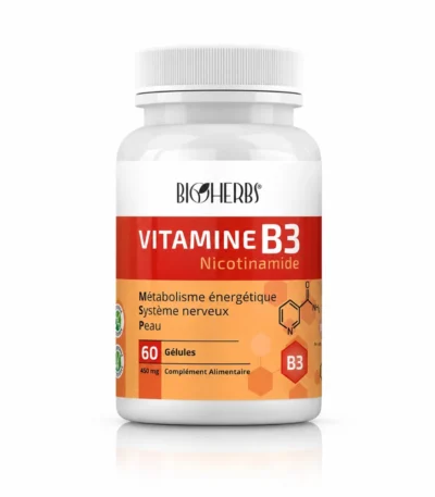 Bioherbs Vitamine B3 Nicotinamide, Boite de 60 gélules-6191423302391
