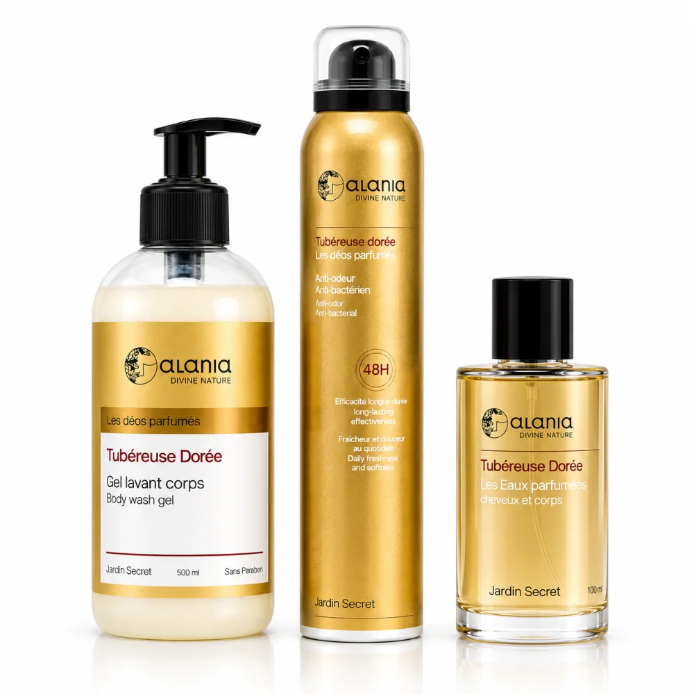 Pack ALANIA Tubéreuse Dorée Déodorant + Parfum + Gel Pack ALANIA Tubéreuse Dorée Déodorant + Parfum + Gel
