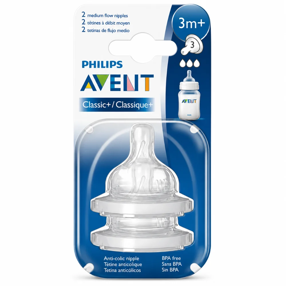 AVENT - LOT DE 2 TETINES CLASSIC + ANTI COLIC +3MOIS