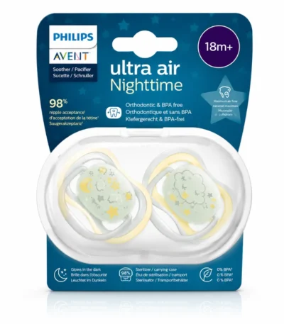 AVENT SUCETTE NUIT ULTRA AIR REF SCF376 01 18M+