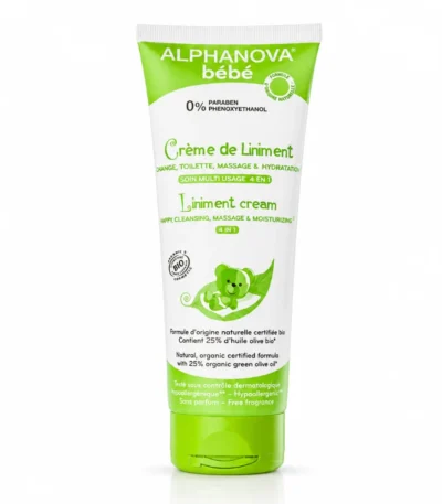 Alphanova Bébé Crème de liniment bio – Soin bébé 4 en 1 200ml-3760075071004